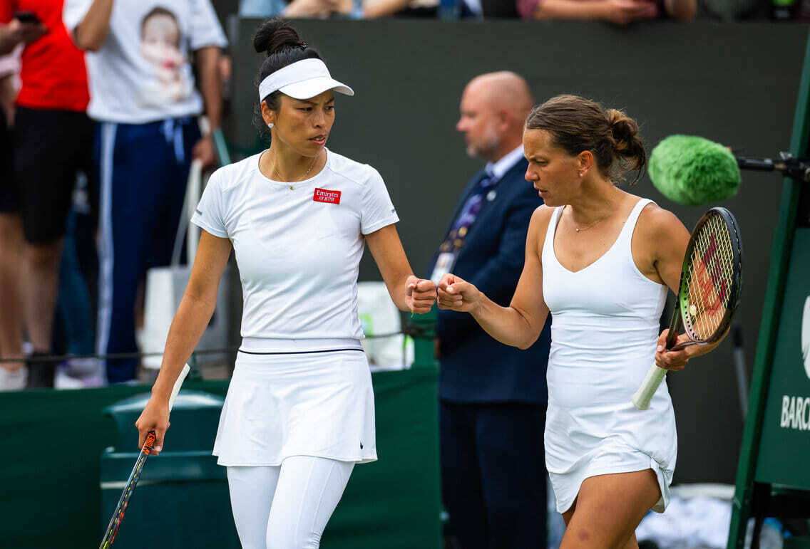 Sponsor telah datang! Hsieh Su-we (謝淑薇) akan bertanding di putaran ketiga Beregu Wanita Wimbledon hari ini.
