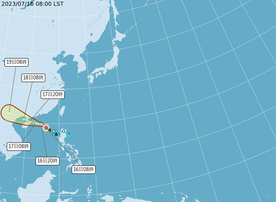 Taifun Terry yang ke-4 tahun ini akan mempengaruhi Taiwan hingga Rabu depan, perhatikan hujan lebat di selatan Taoyuan.