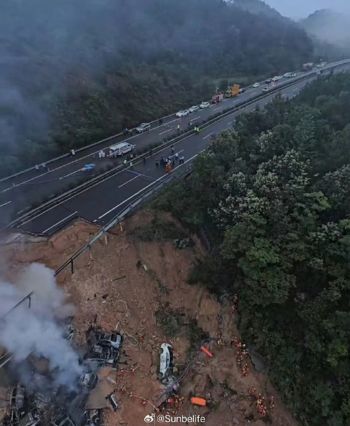 19 maut lebuh raya runtuh di Guangdong China
