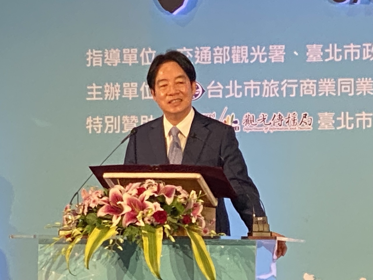Presiden baru Taiwan, Lai Qing-te ( 賴清德 ) menghadiri upacara pembukaan Pameran Pelancongan Antarabangsa Taipei pada 31 Mei.