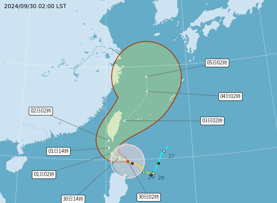 Biro Meteorologi mengeluarkan gelombang amaran pertama Taufan Krathon di Semenanjung Taitung dan Hengchun